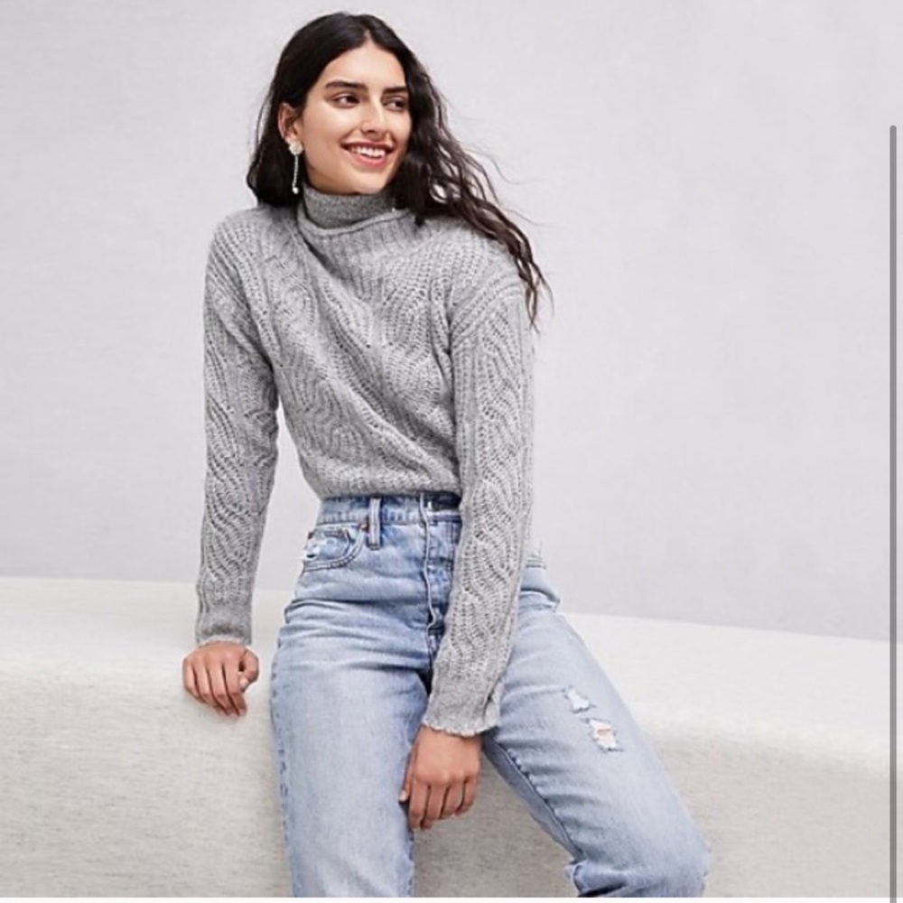 NWOT Anthropologie Pointelle Wool Sweater XS